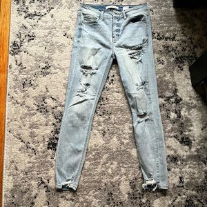 lulus destressed skinny jeans light blue